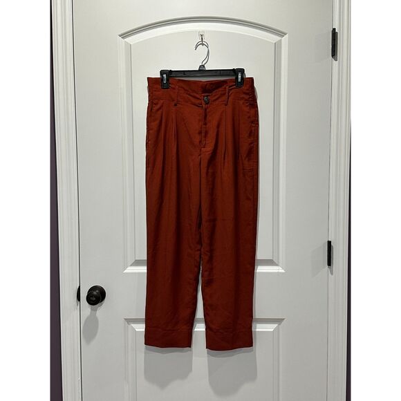 Madewell Paper bag Rust Tapered Pants Size 4 - Picture 1 of 6